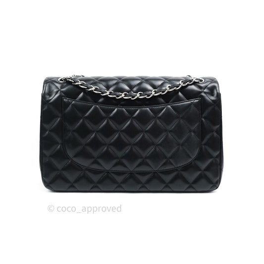 Chanel Classic Jumbo Double Flap Black Lambskin Silver Hardware⁣⁣