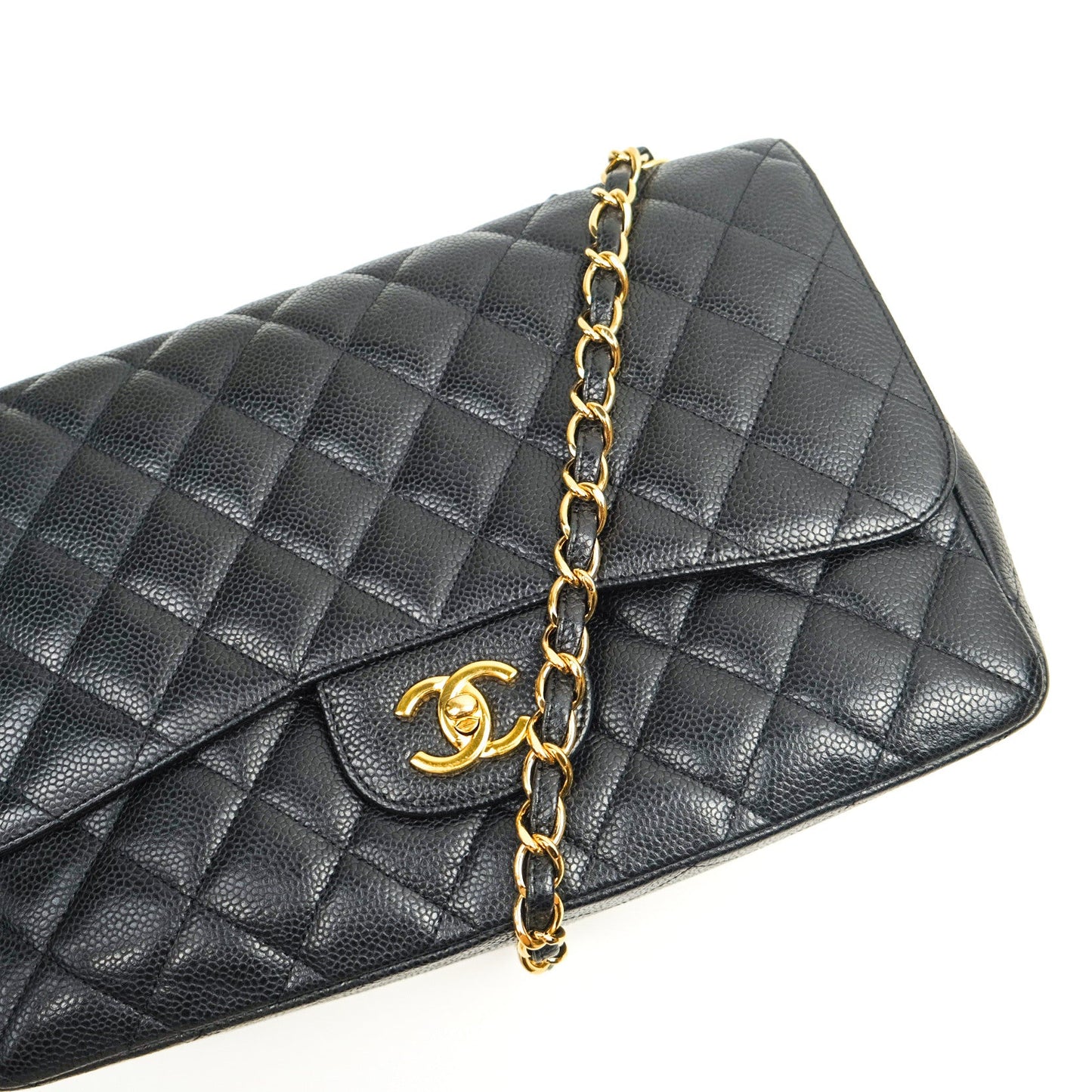 Chanel Jumbo Single Flap Black Caviar Gold Hardware⁣⁣