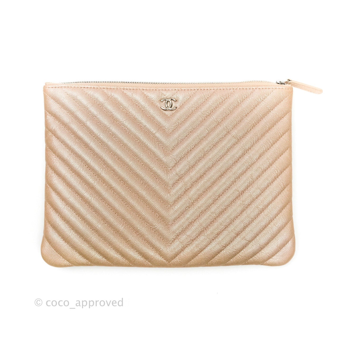 Chanel Medium O Case Chevron Rose Gold 17B