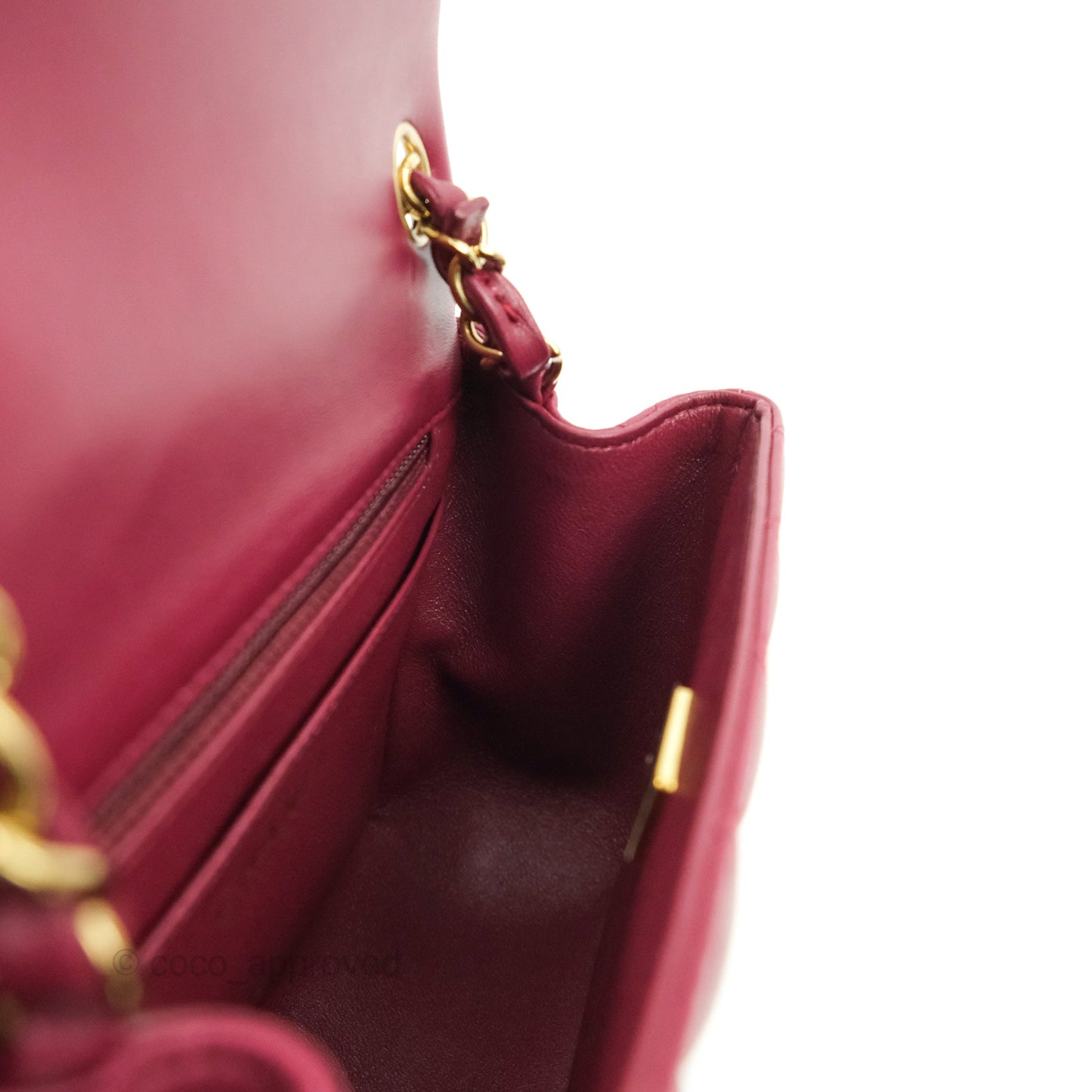 Chanel Quilted Mini Square Dark Red Burgundy Lambskin Gold Hardware 21K