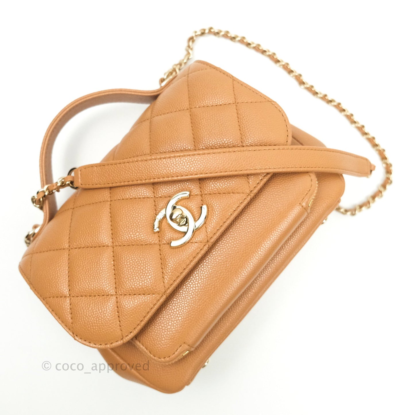 Chanel Quilted Small Business Affinity Flap Dark Beige Caviar Gold Hardware
