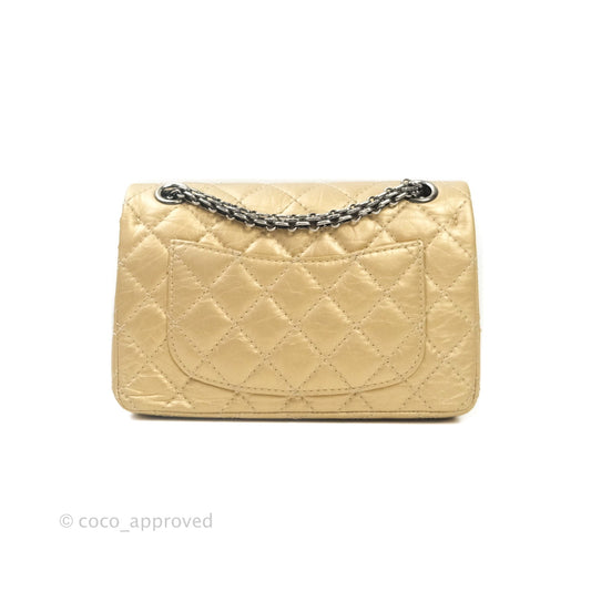 Chanel Mini Reissue 224 Gold Aged Calfskin Ruthenium Hardware