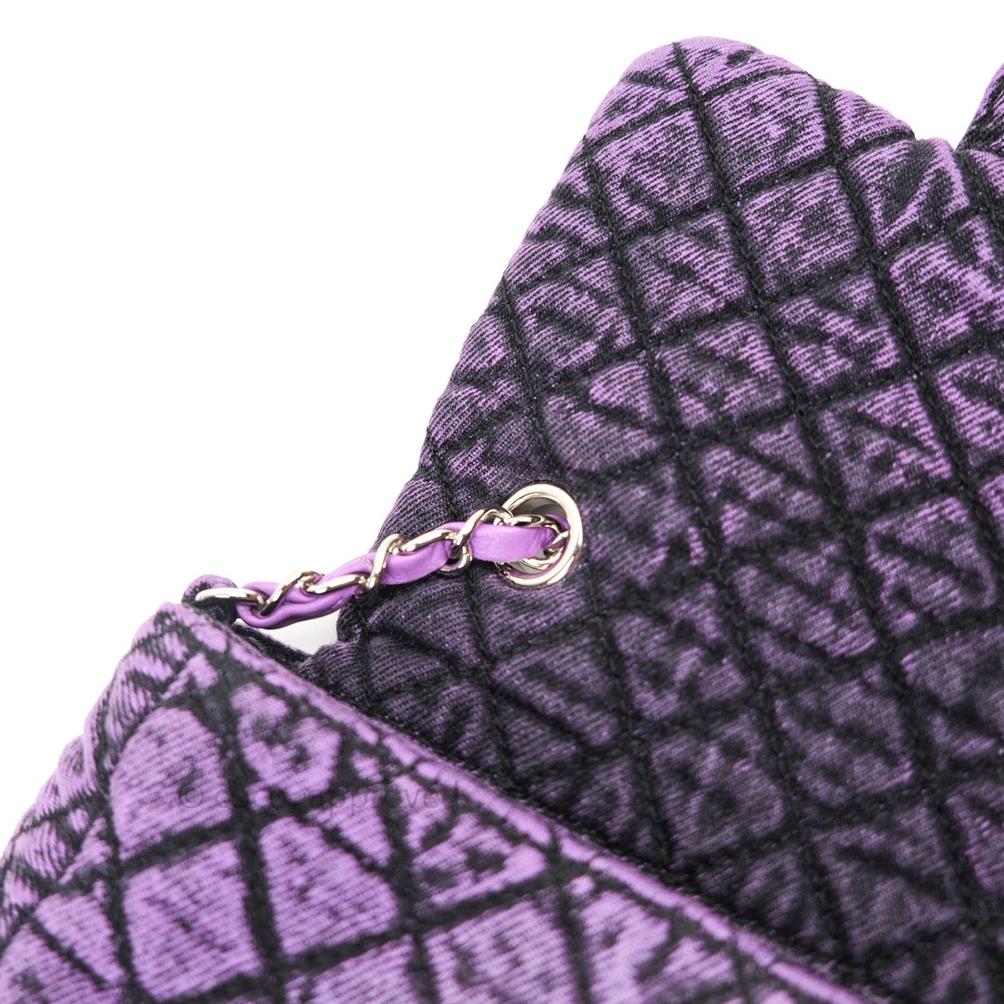 Chanel Denim Quilted Small Flap Purple Black