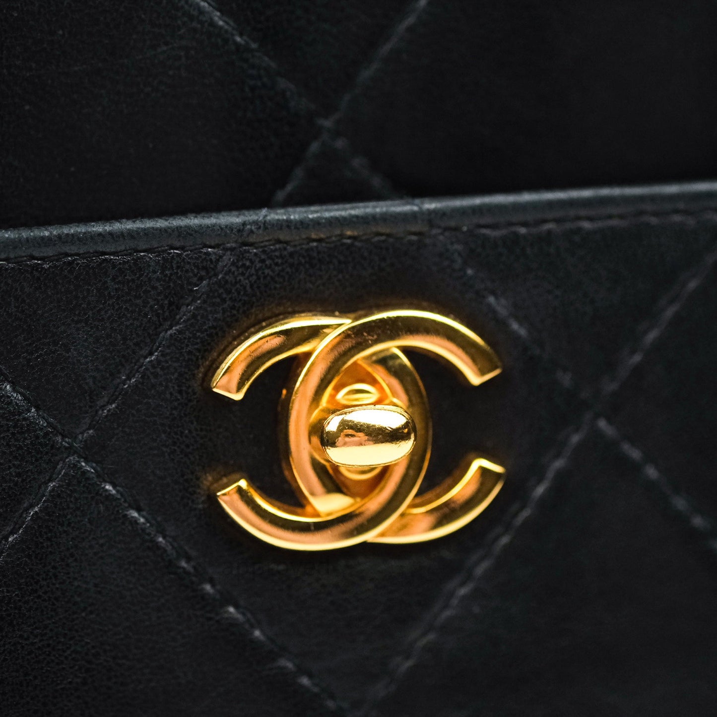 Chanel Black Quilted Lambskin Vintage Classic Camera Bag 24K Gold Hardware