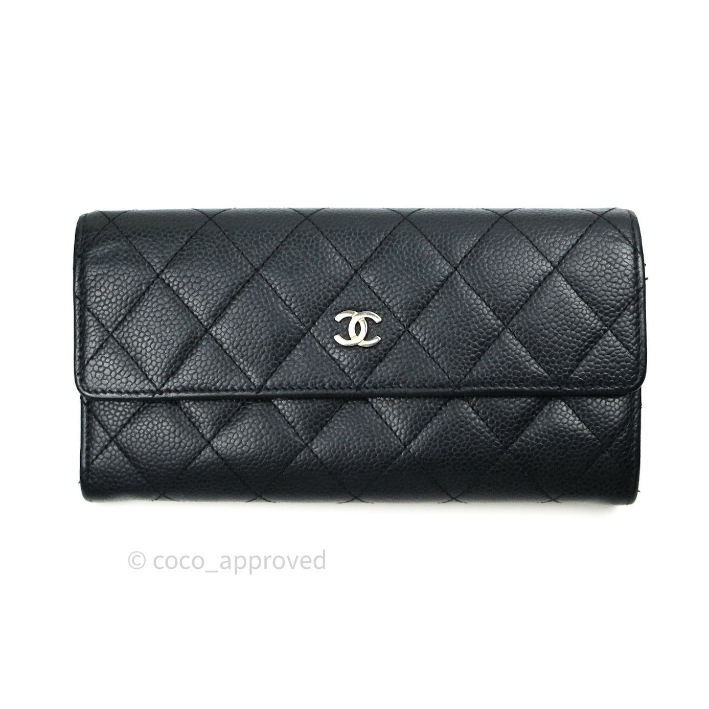 Chanel Long Wallet Black Caviar Gold Hardware
