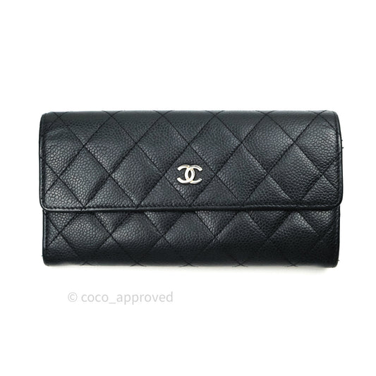 Chanel Long Wallet Black Caviar Gold Hardware
