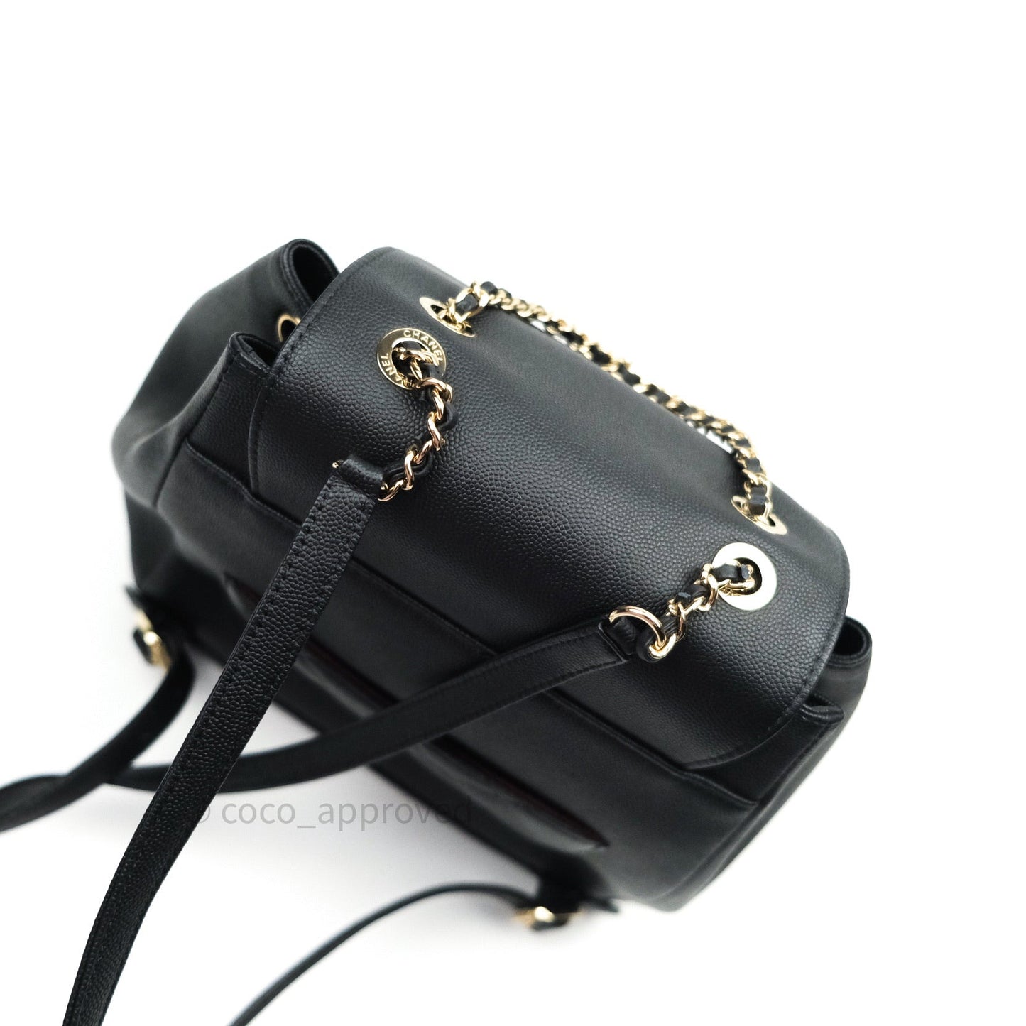 Chanel Quilted Business Affinity Backpack Black Caviar Light Gold Hardware