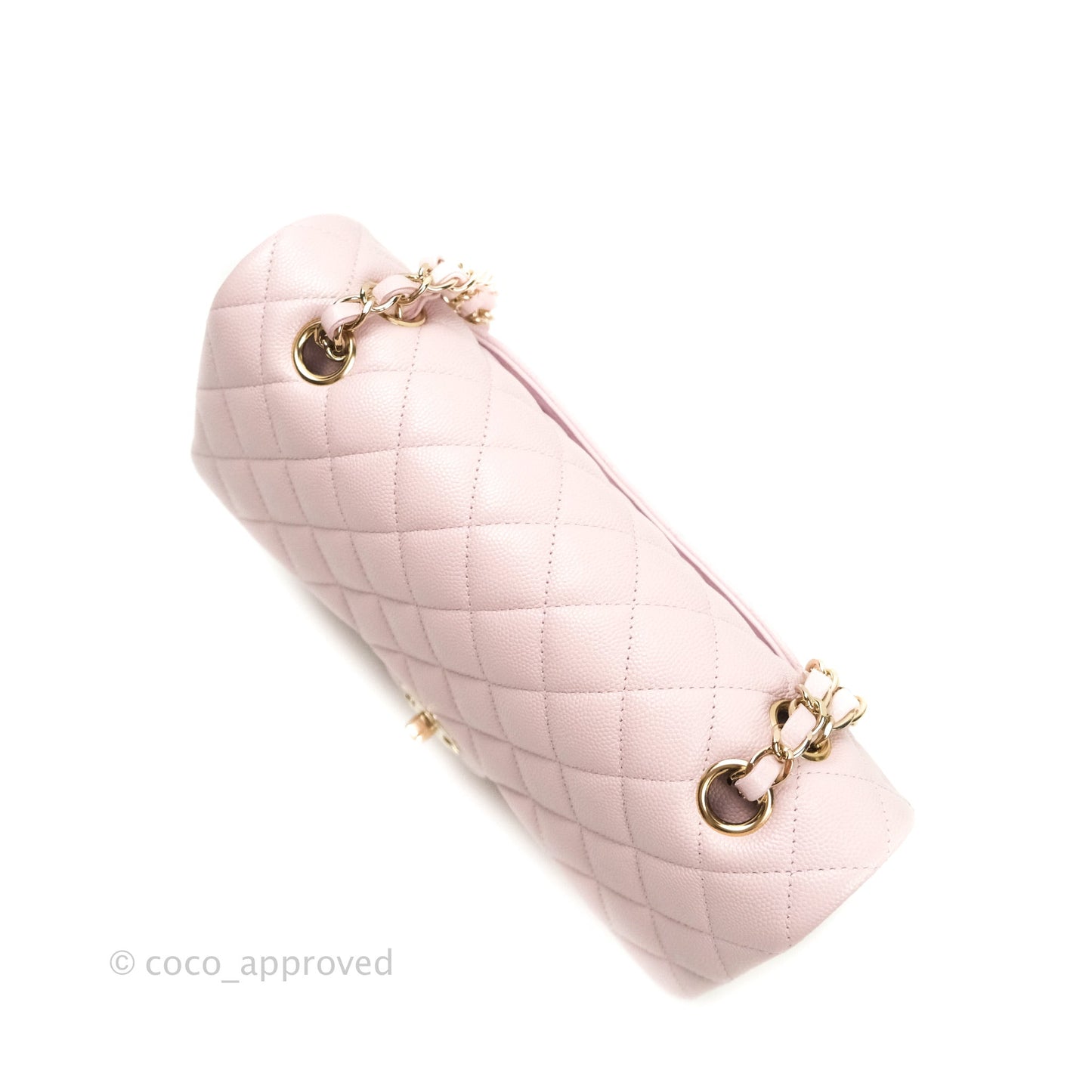 Chanel M/L Medium Double Flap Bag Lilac Rose Clair Caviar Gold Hardware