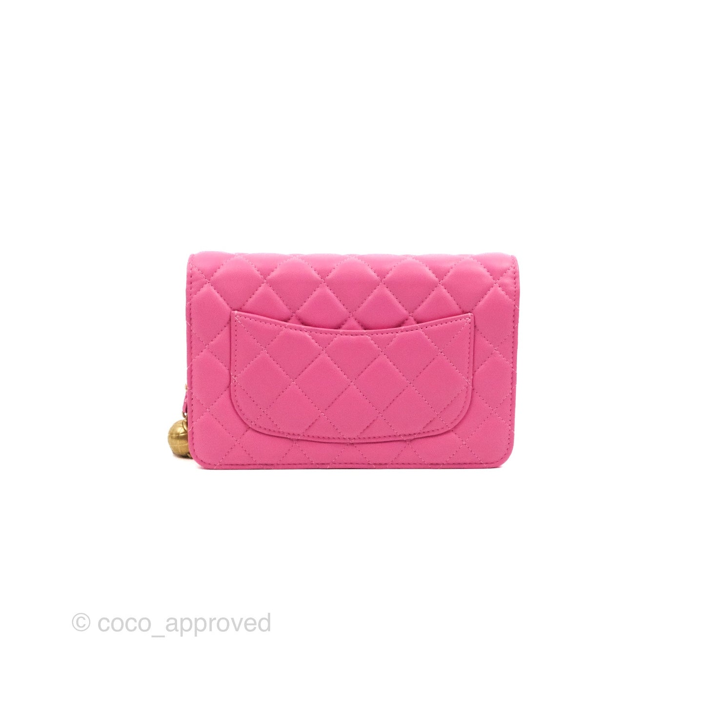 Chanel Quilted Pearl Crush Wallet on Chain WOC Pink Lambskin Aged Gold Hardware