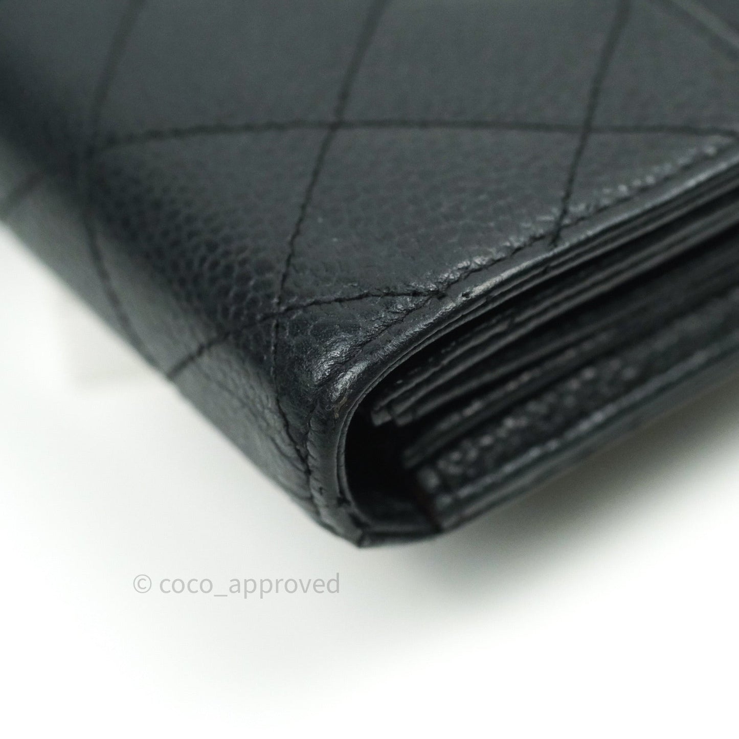 Chanel Long Wallet Black Caviar Gold Hardware