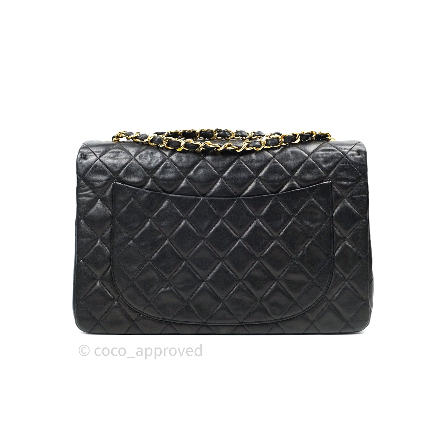 Chanel Vintage XL Jumbo Single Flap Black Lambskin 24K Gold Hardware