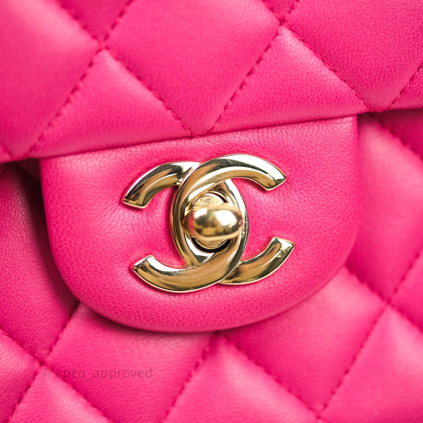 Chanel Classic M/L Medium Double Flap Hot Pink Lambskin Gold Hardware