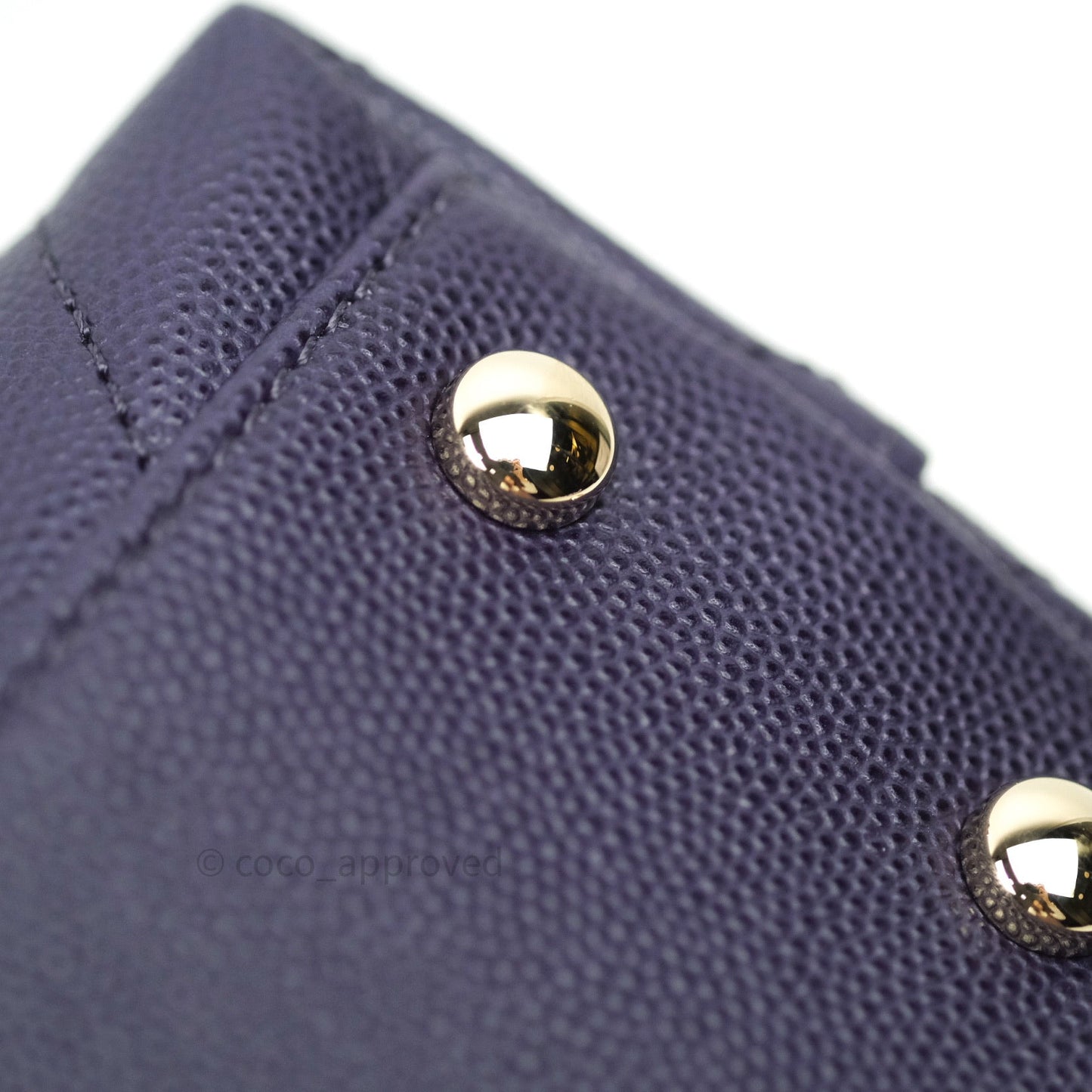 Chanel Mini Coco Handle Chevron Purple Caviar Quilted Gold Hardware