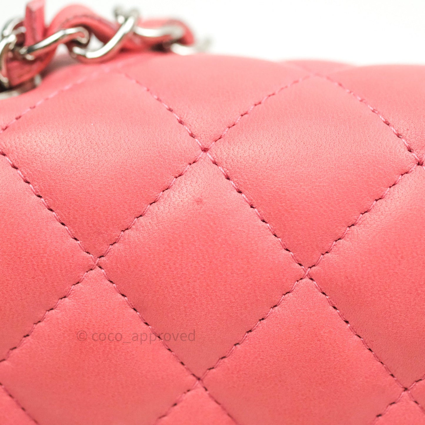 Chanel Quilted Mini Rectangular Pink Lambskin Silver Hardware