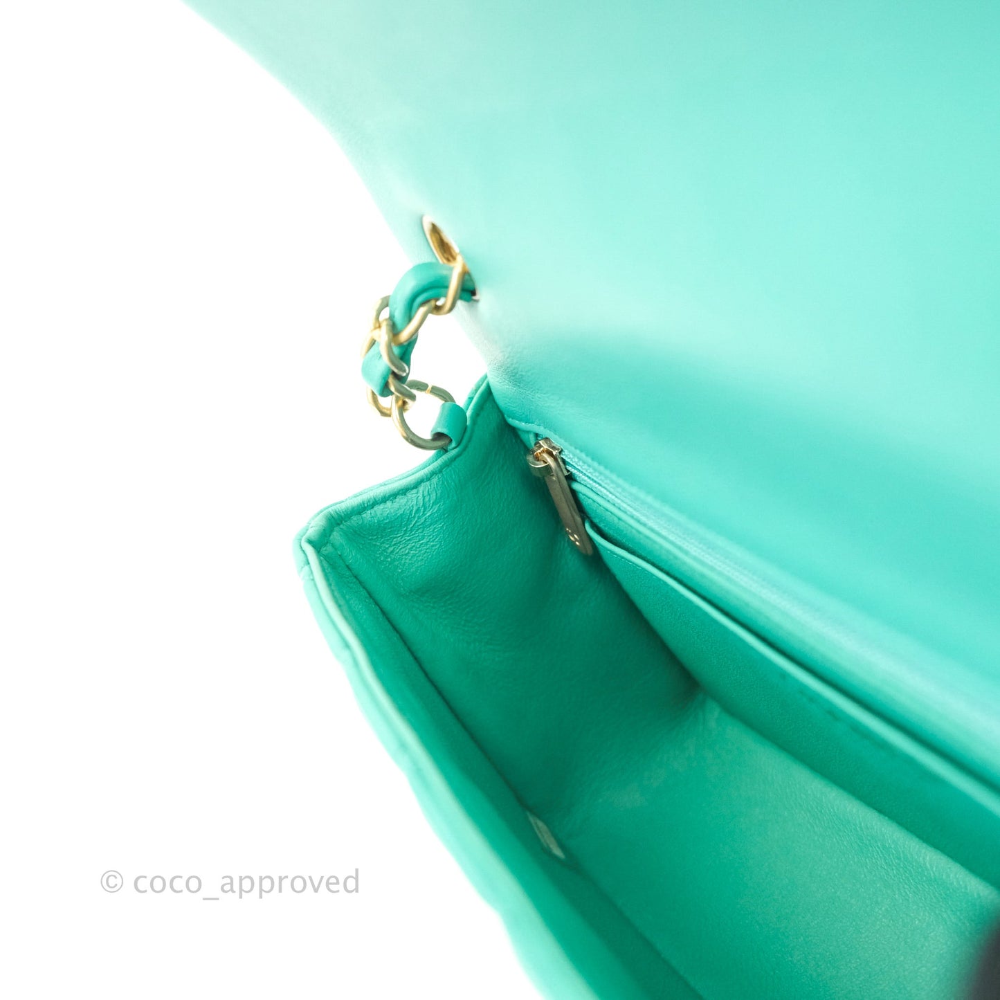 Chanel Quilted Mini Rectangular Turquoise Blue Lambskin Aged Gold Hardware