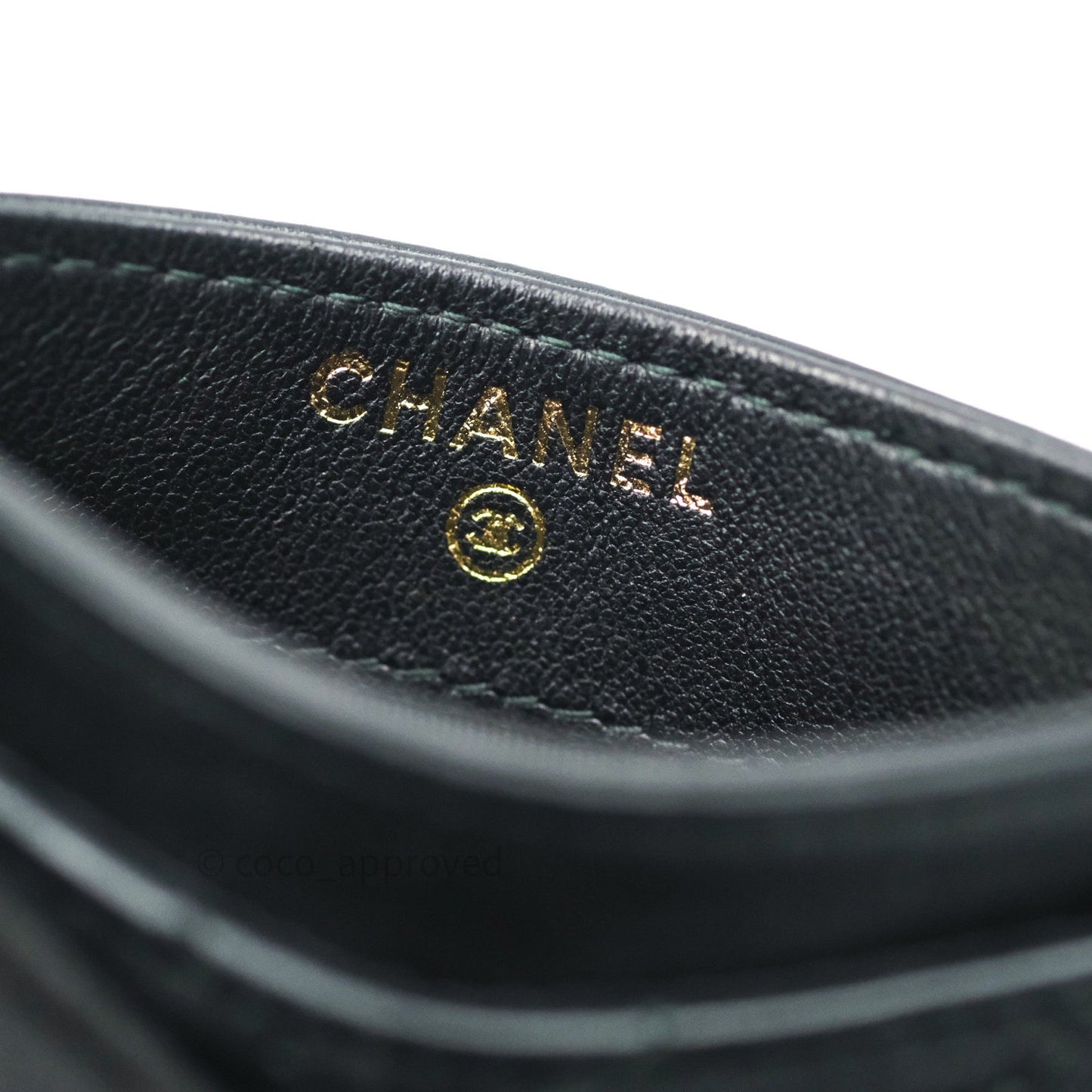 Chanel Black Chevron Classic Calfskin Flat Card Holder Gold Hardware