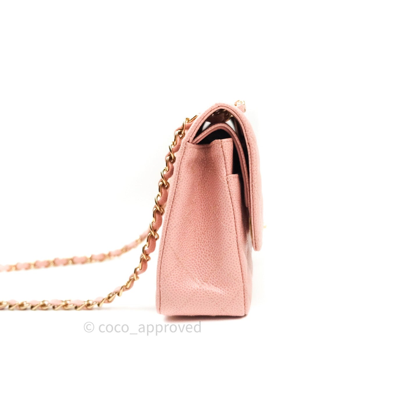 Chanel Classic M/L Medium Double Flap Bag Pink Caviar 24K Gold Hardware