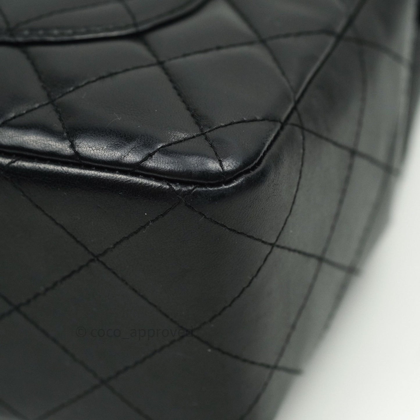 Chanel Classic Quilted Jumbo Single Flap Black Lambskin Silver Hardware⁣⁣