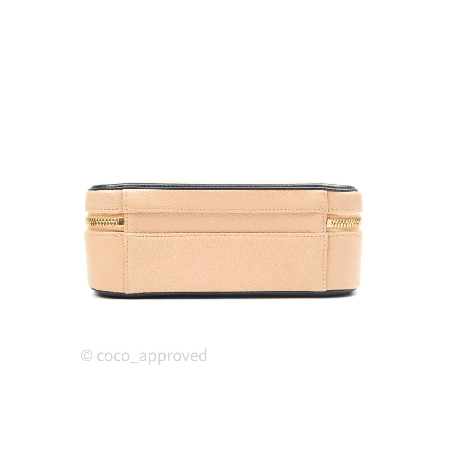 Chanel Quilted Medium CC Filigree Vanity Case Beige Caviar Gold Hardware