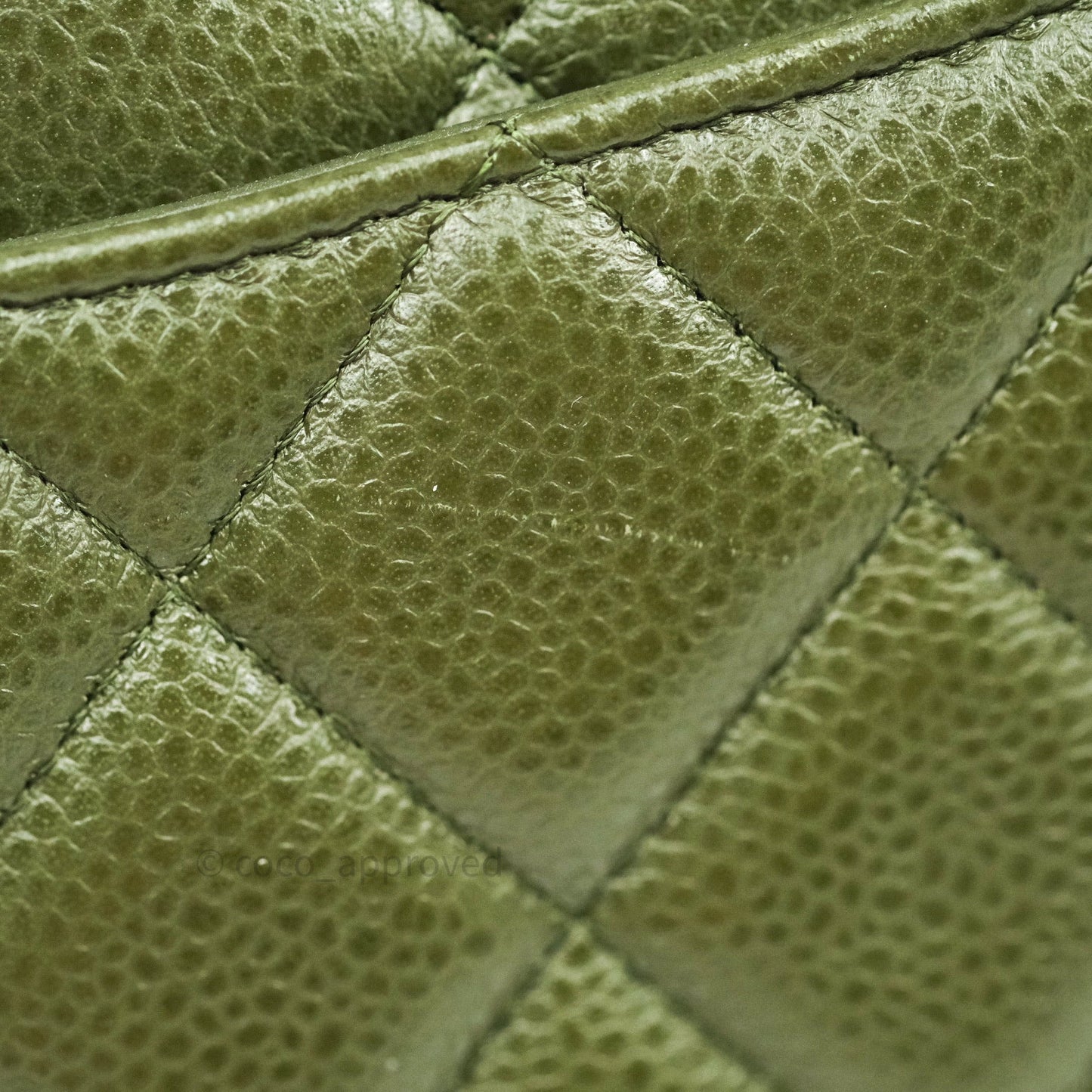 Chanel Classic Jumbo Double Flap Quilted Green Caviar Silver Hardware⁣⁣