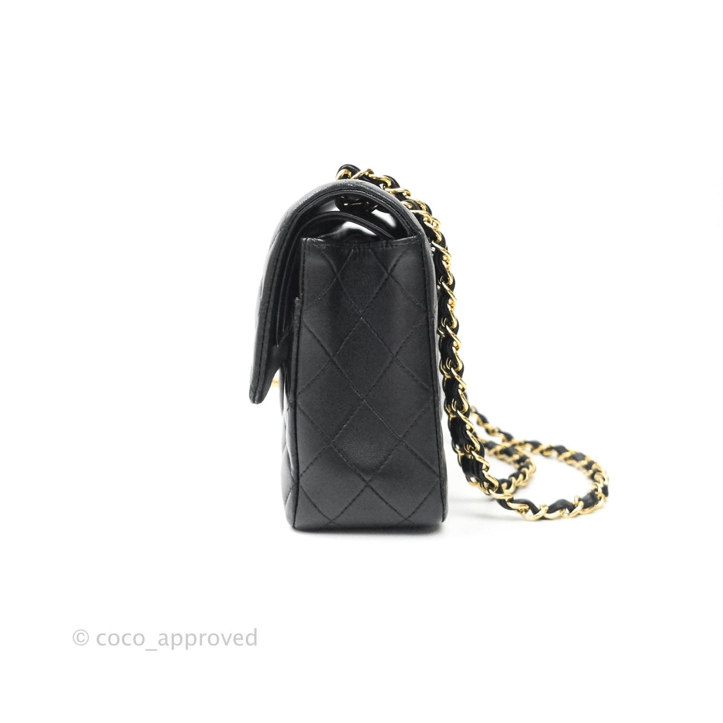 Chanel Classic M/L Medium Double Flap Bag Black Lambskin Gold Hardware