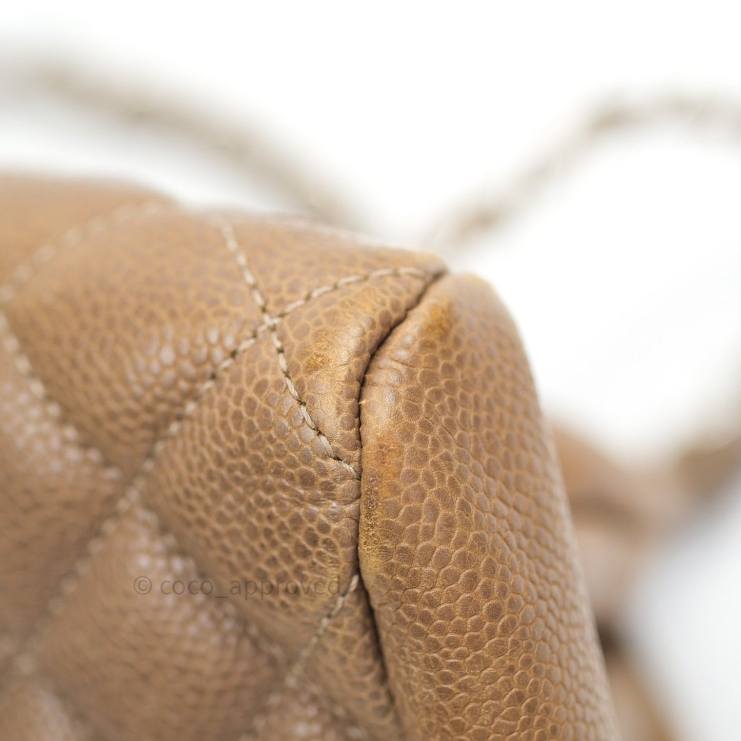 Chanel Mademoiselle Bowling Medium Light Brown Caviar Leather Silver Hardware