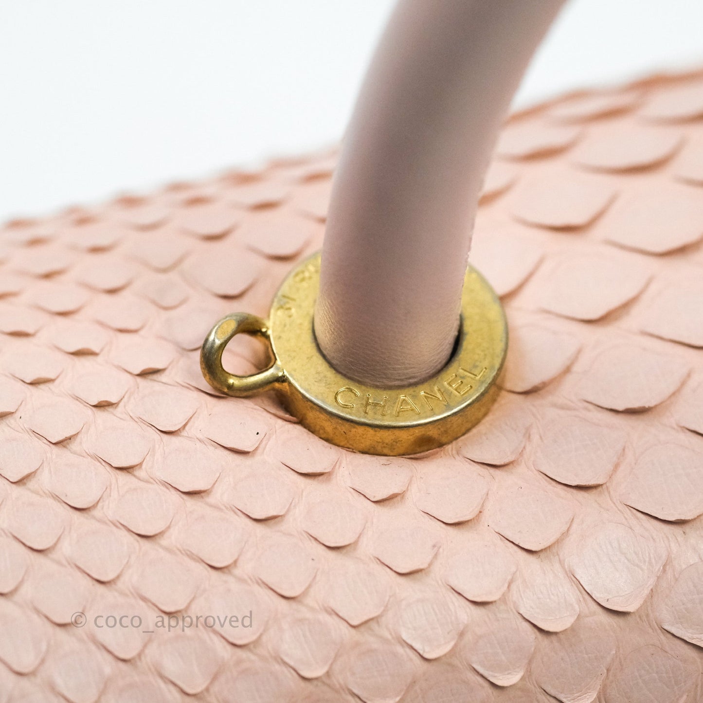Chanel Quilted Mini Coco Handle Baby Pink Python Gold Hardware