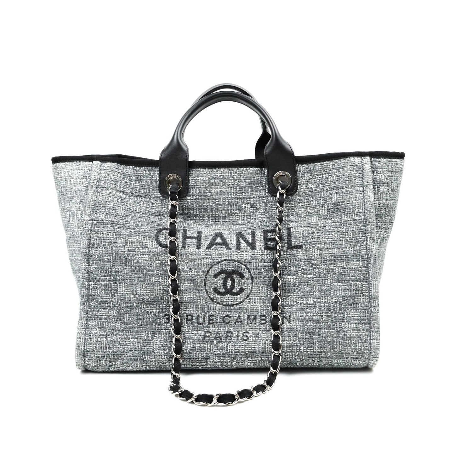 Chanel Large Deauville Charcoal Grey Canvas