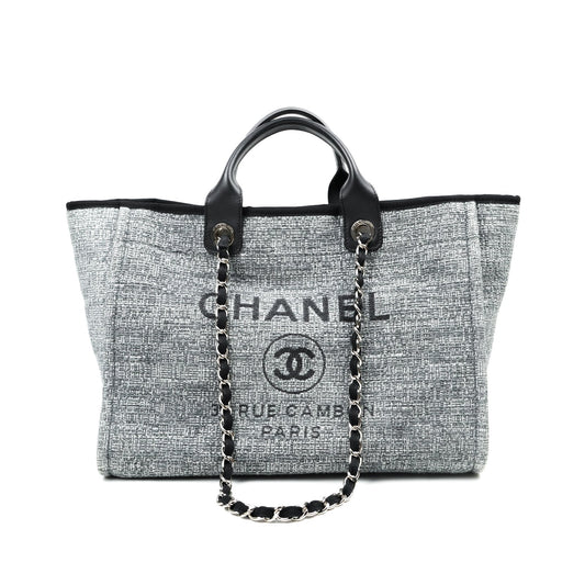 Chanel Large Deauville Charcoal Grey Canvas