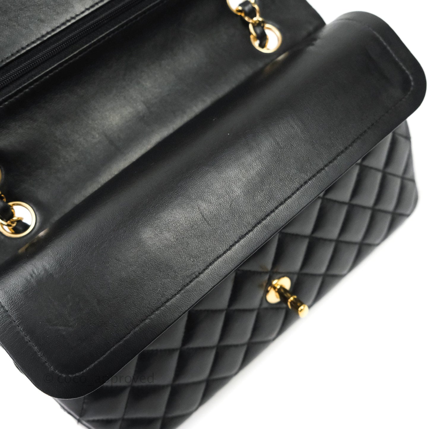 Chanel Classic M/L Medium Double Flap Bag Black Lambskin Gold Hardware