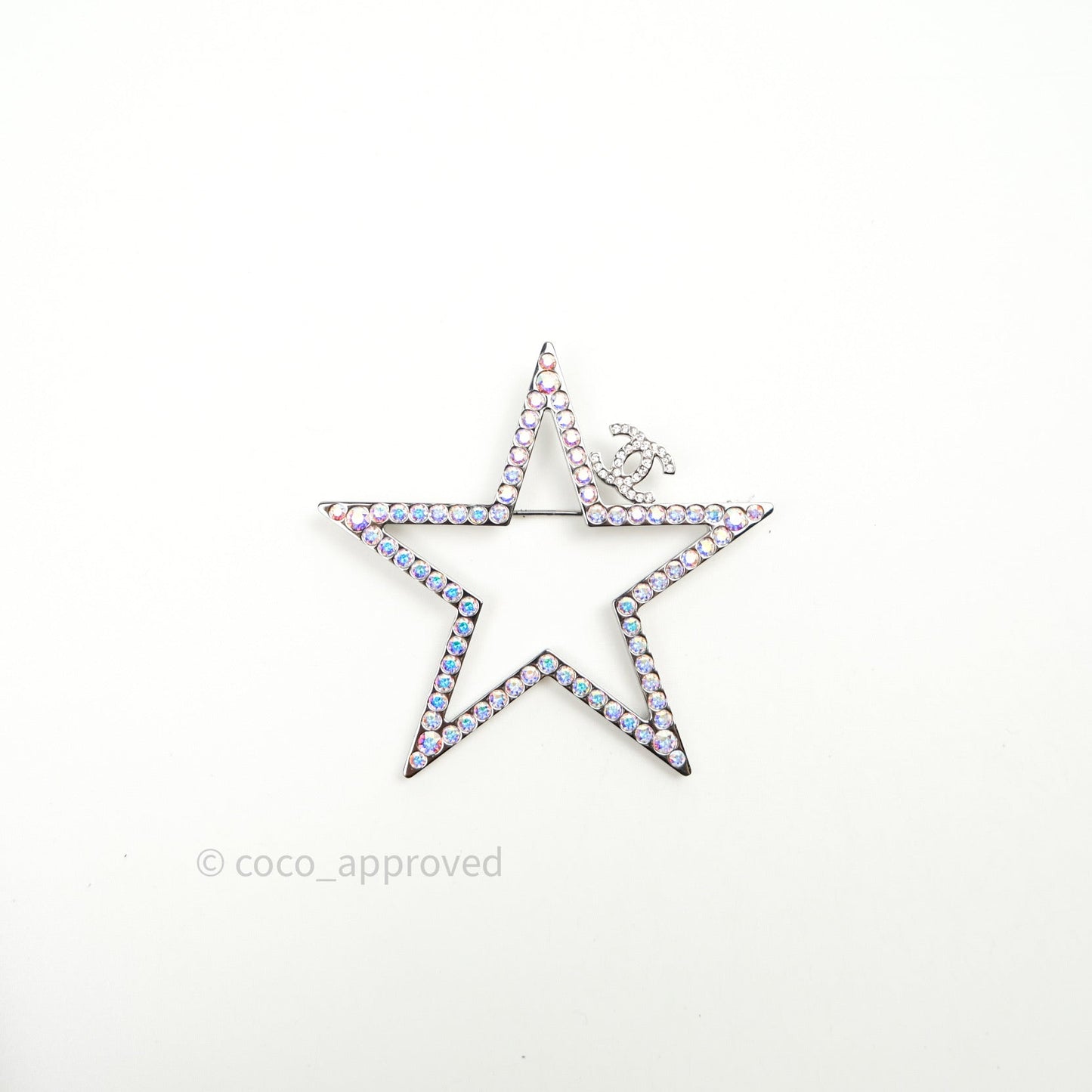 Chanel Ruthenium Crystal Star CC Brooch