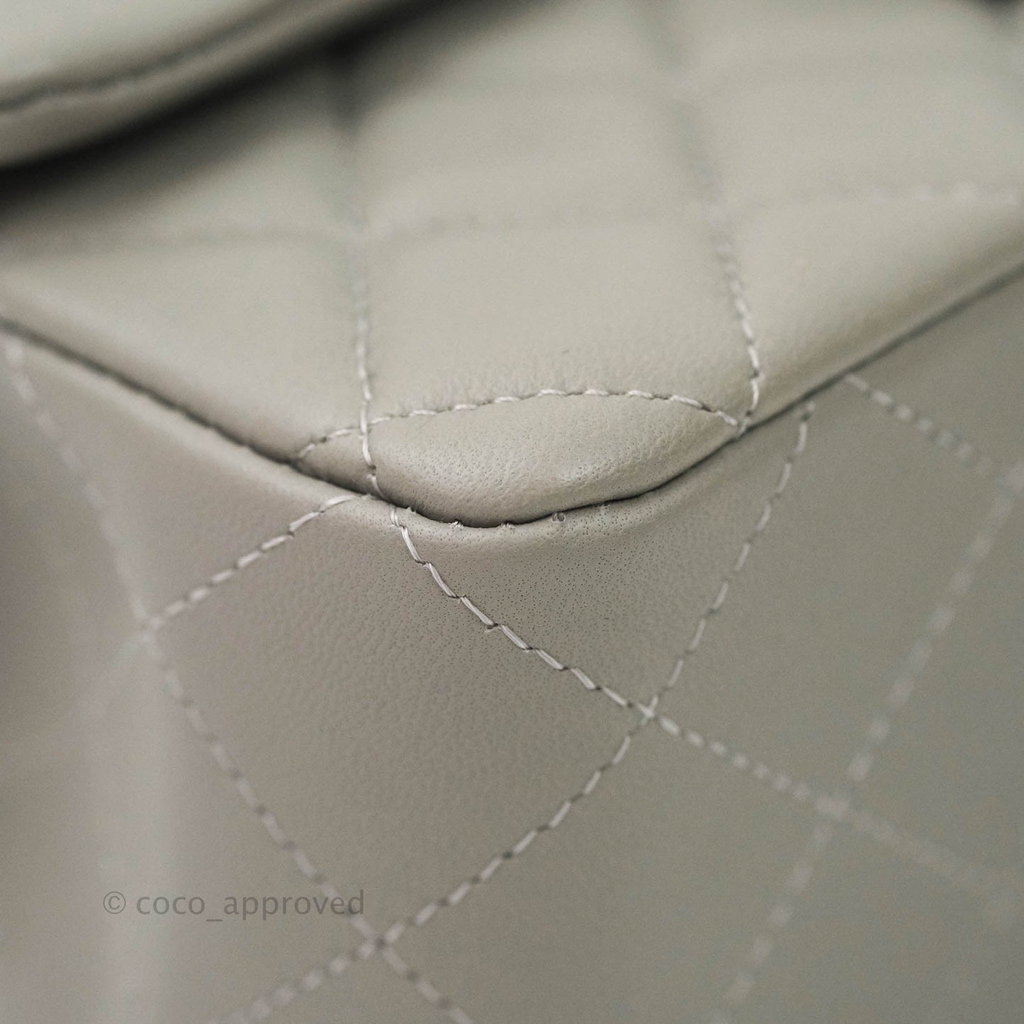 Chanel Quilted Mini Rectangular Flap Grey Lambskin Silver Hardware 19B