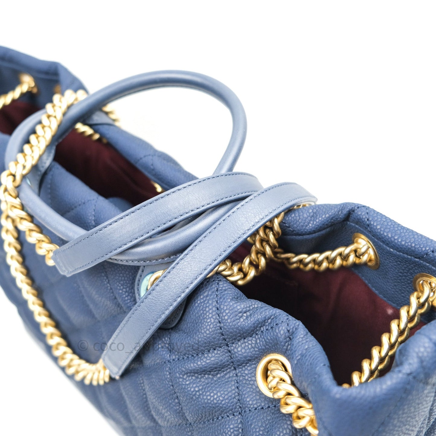 Chanel Iridescent Caviar Quilted Globe Trotter Shopping Tote Blue