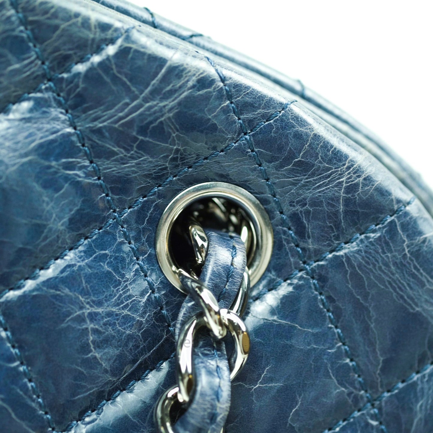 Chanel Mademoiselle Bowling Medium Crumpled Calfskin Leather Silver Hardware