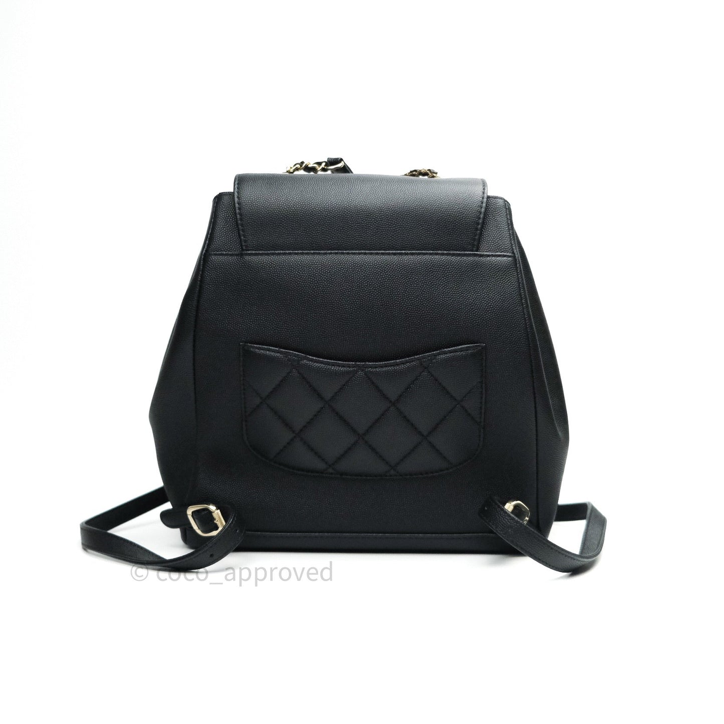 Chanel Quilted Business Affinity Backpack Black Caviar Light Gold Hardware