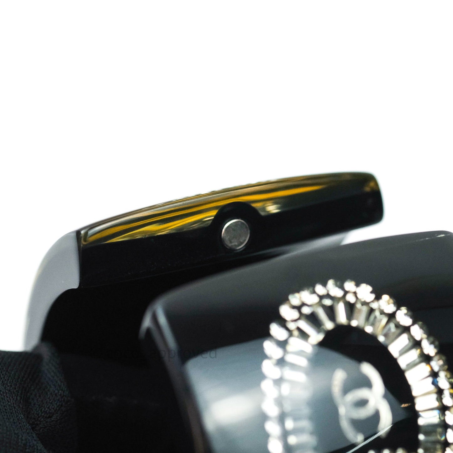 Chanel Resin Strass CC Crystal Cuff Black