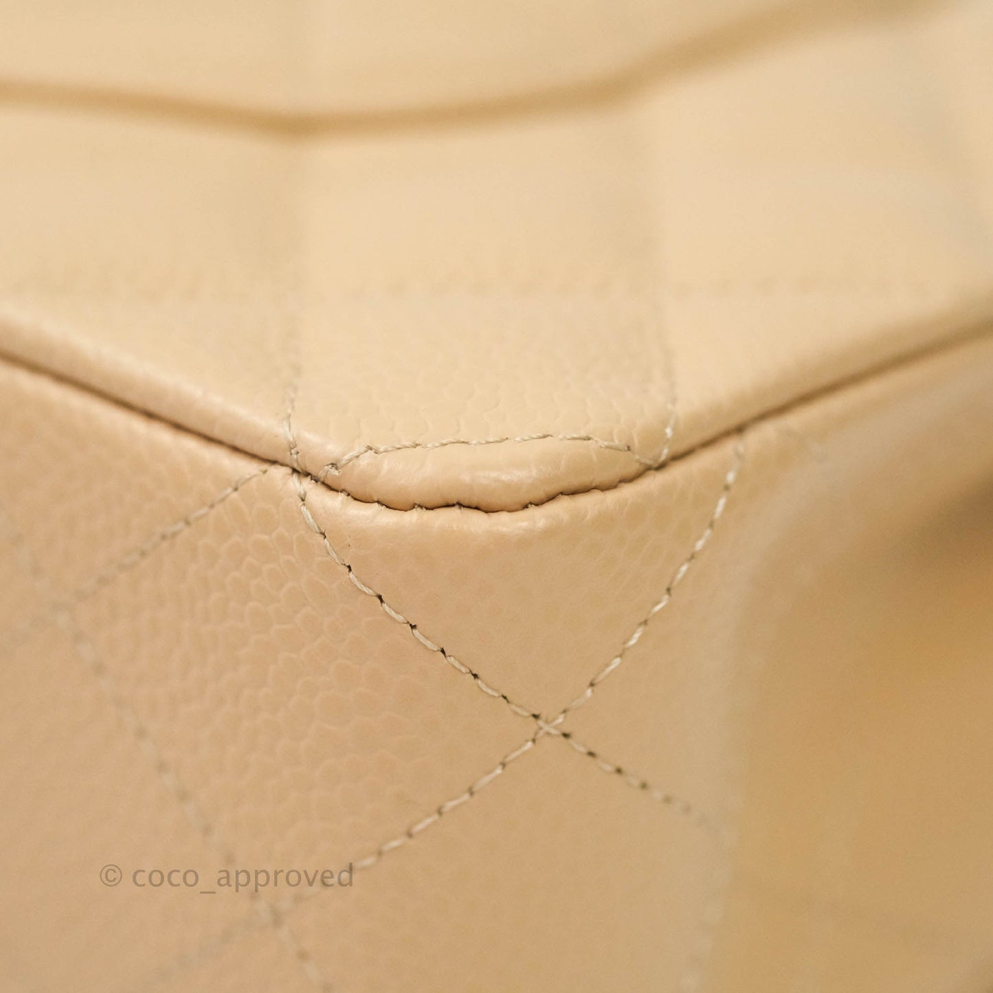 Chanel Classic M/L Medium Double Flap Bag Beige Caviar Gold Hardware