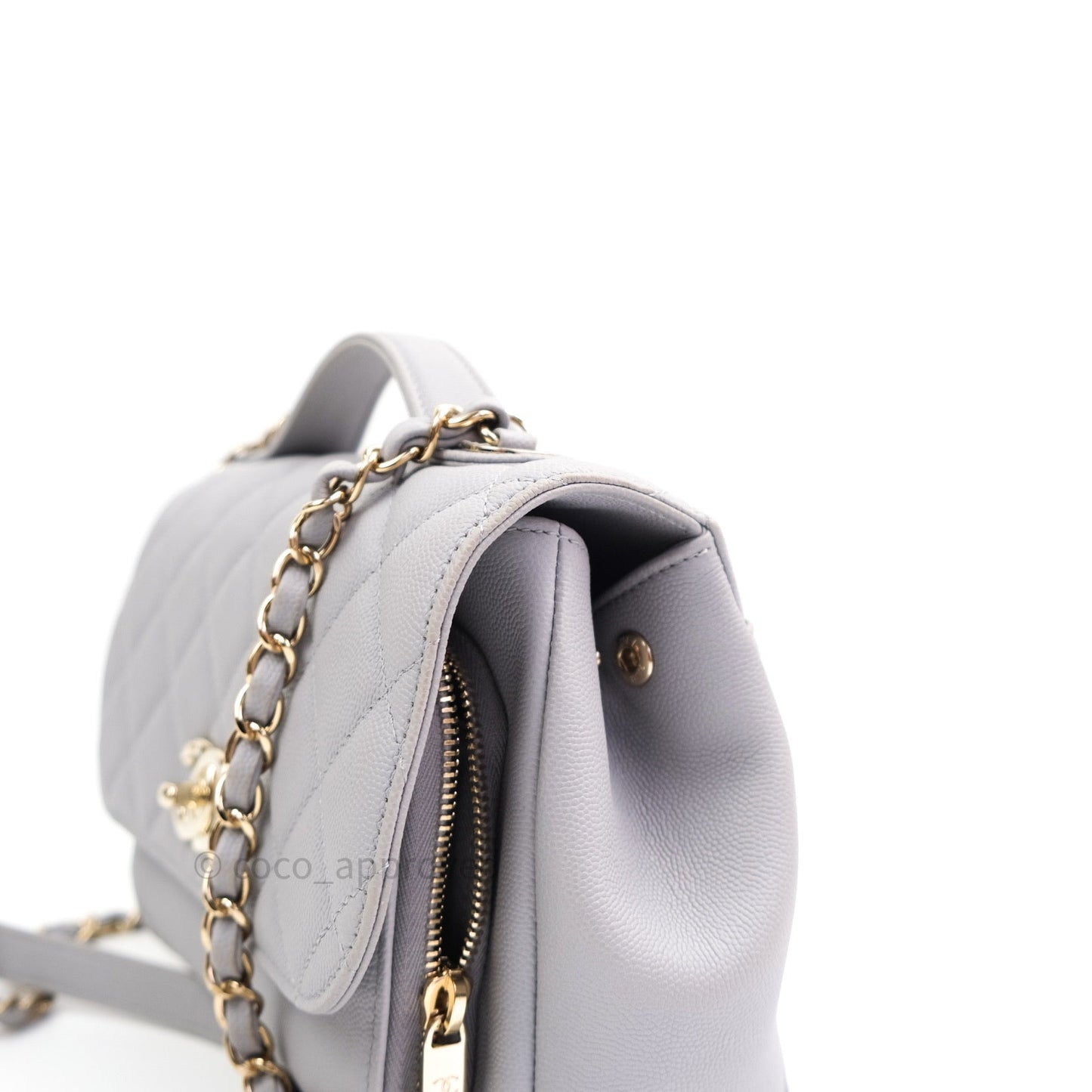 Chanel Quilted Medium Business Affinity Flap Grey Caviar Light Gold Hardware