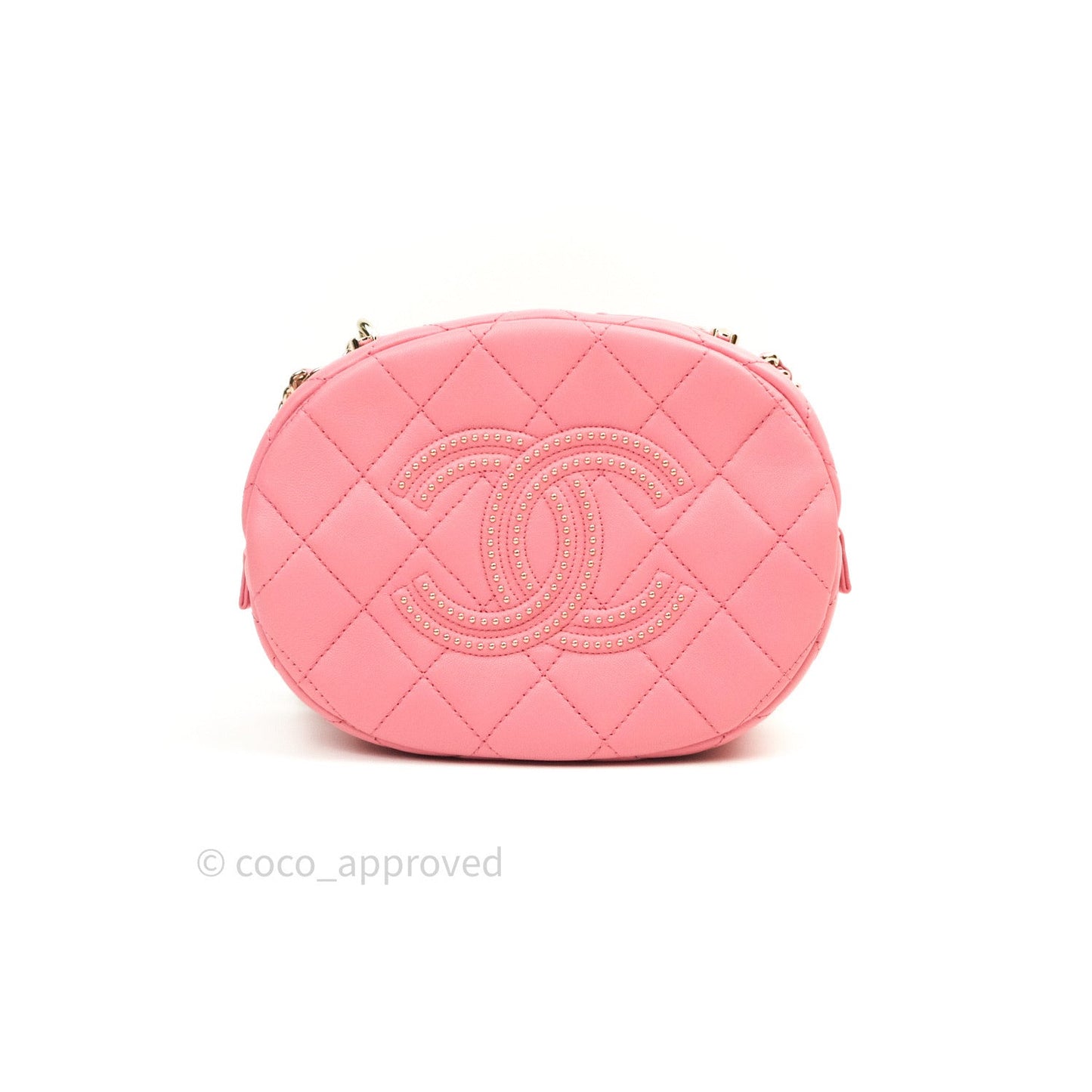 Chane Quilted Camera Pink Lambskin Gold Hardware