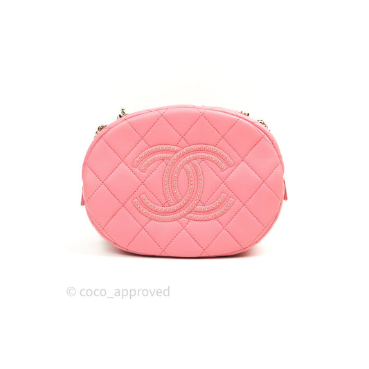 Chane Quilted Camera Pink Lambskin Gold Hardware