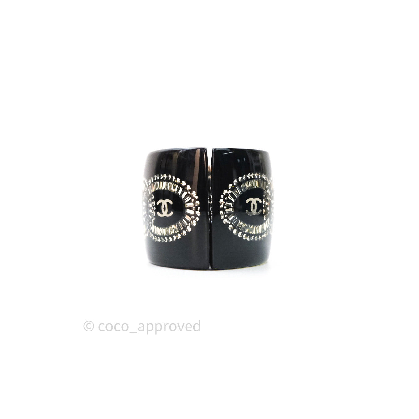 Chanel Resin Strass CC Crystal Cuff Black