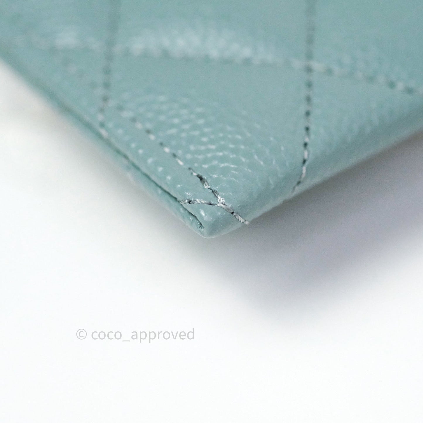 Chanel Quilted Classic Blue Caviar Silver Hardware Flat Card Holder