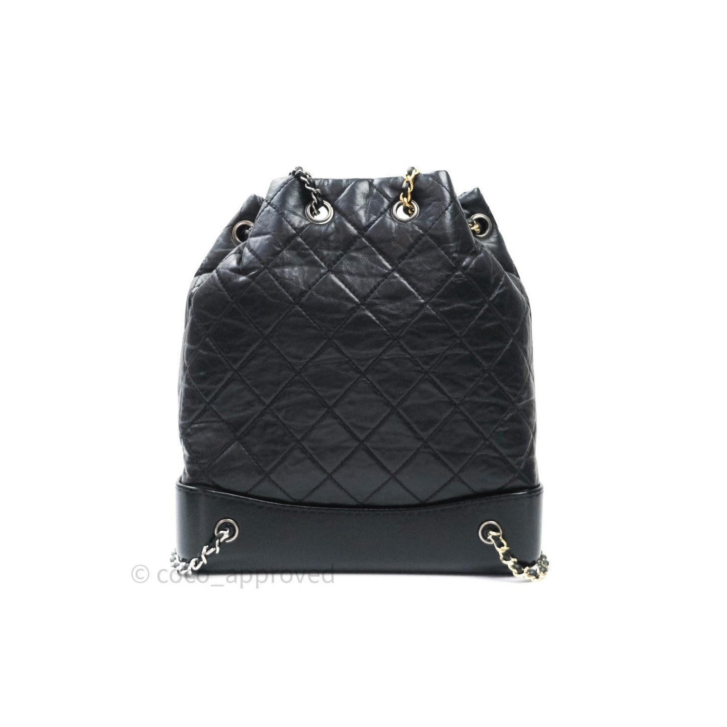 Chanel Gabrielle Backpack Black Aged Calfskin Medium Black