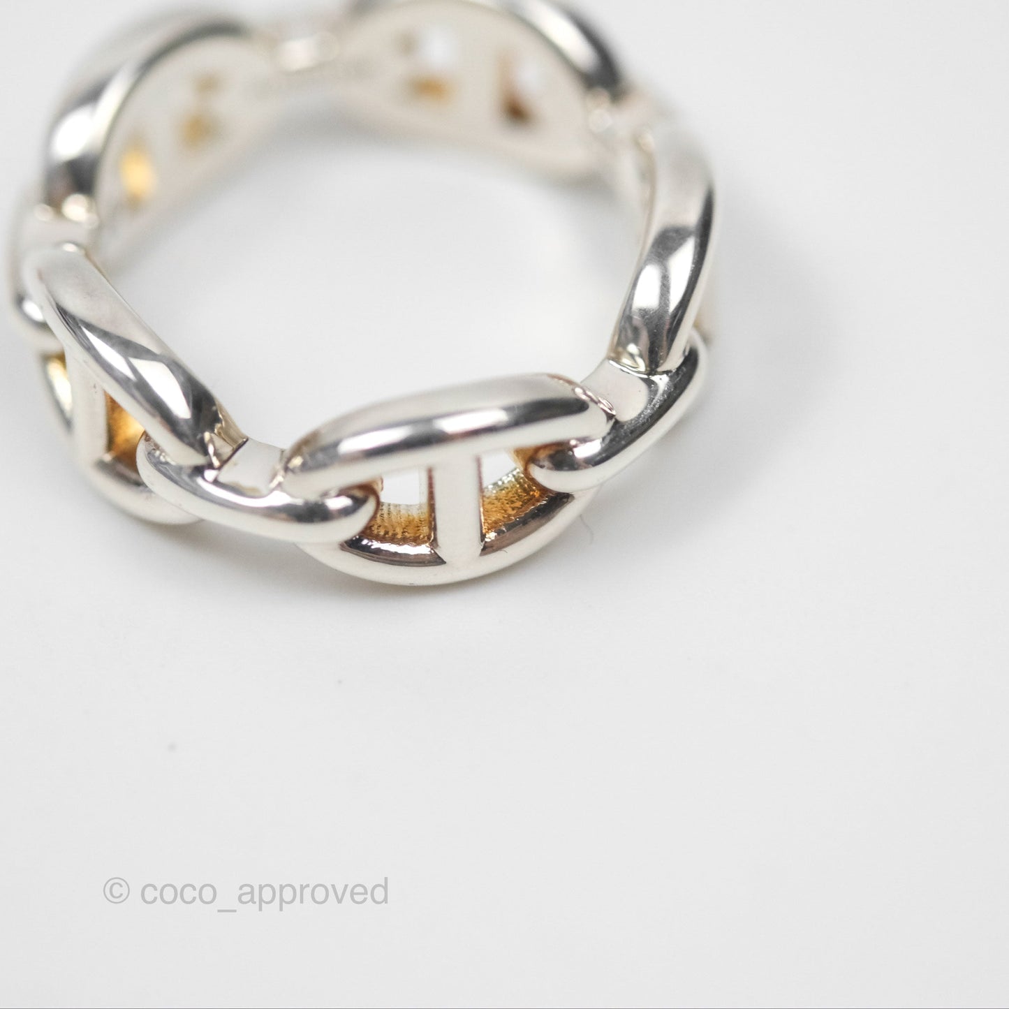 Hermès Sterling Silver PM Chaine d'Ancre Enchainee Band Ring SIze 53