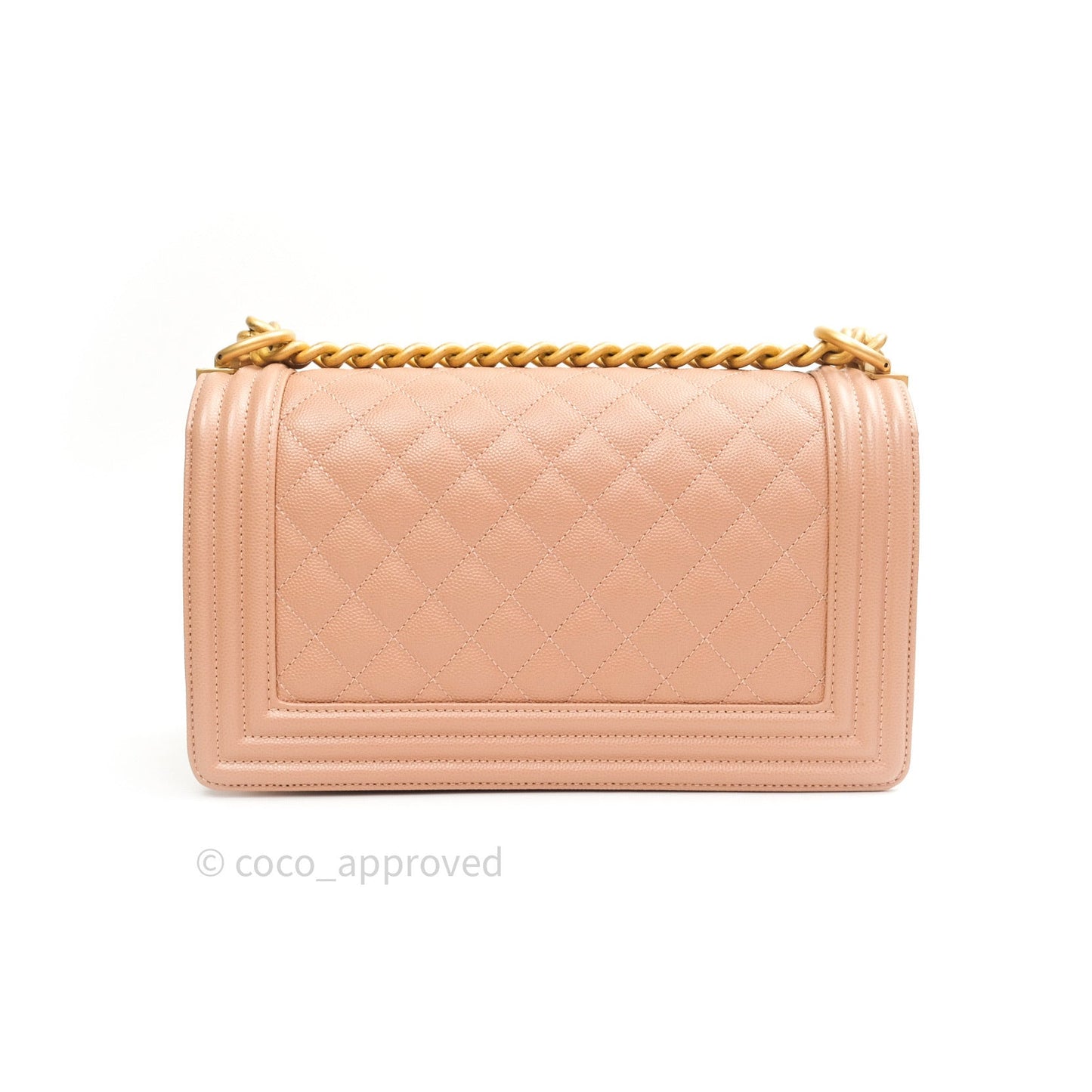 Chanel Quilted Medium Caviar Boy Flap Beige Gold Hardware