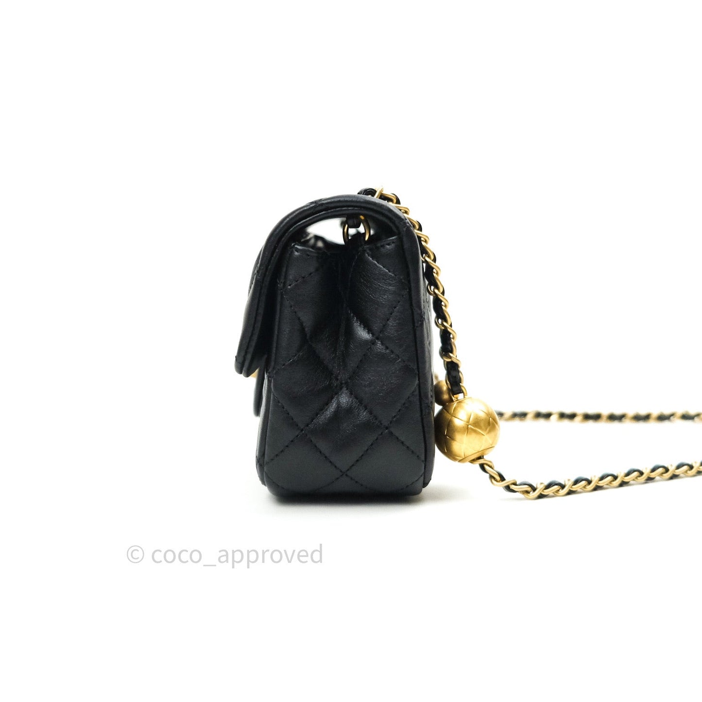 Chanel Mini Rectangular Pearl Crush Quilted Black Lambskin Gold Hardware
