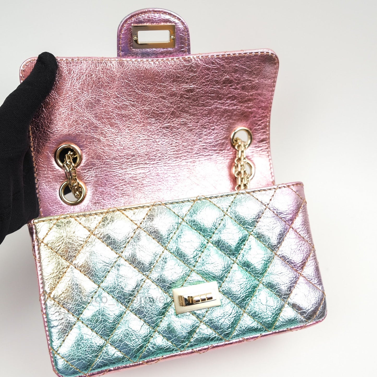 Chanel Mini Reissue 224 Rainbow Quilted Calfskin Gold Hardware