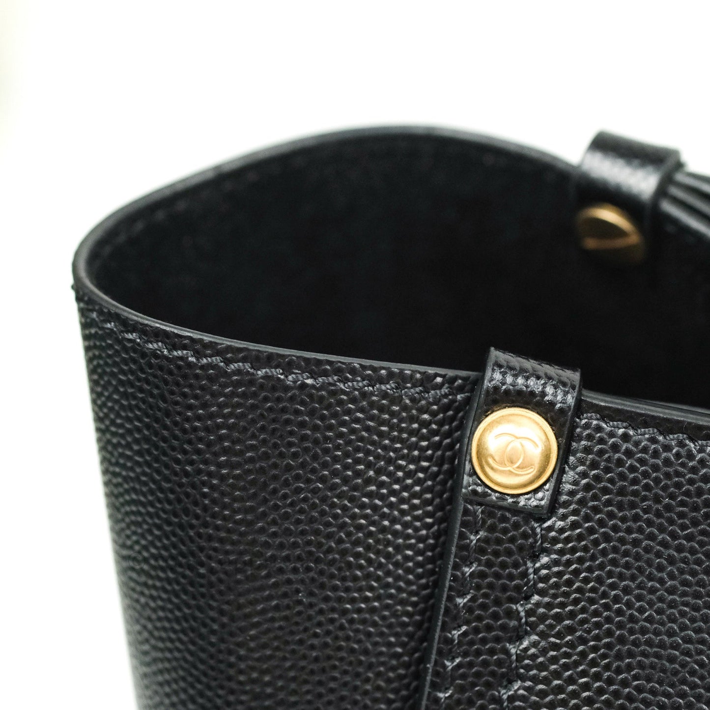 Chanel Small Studded Deauville Tote Black Caviar Gold Hardware