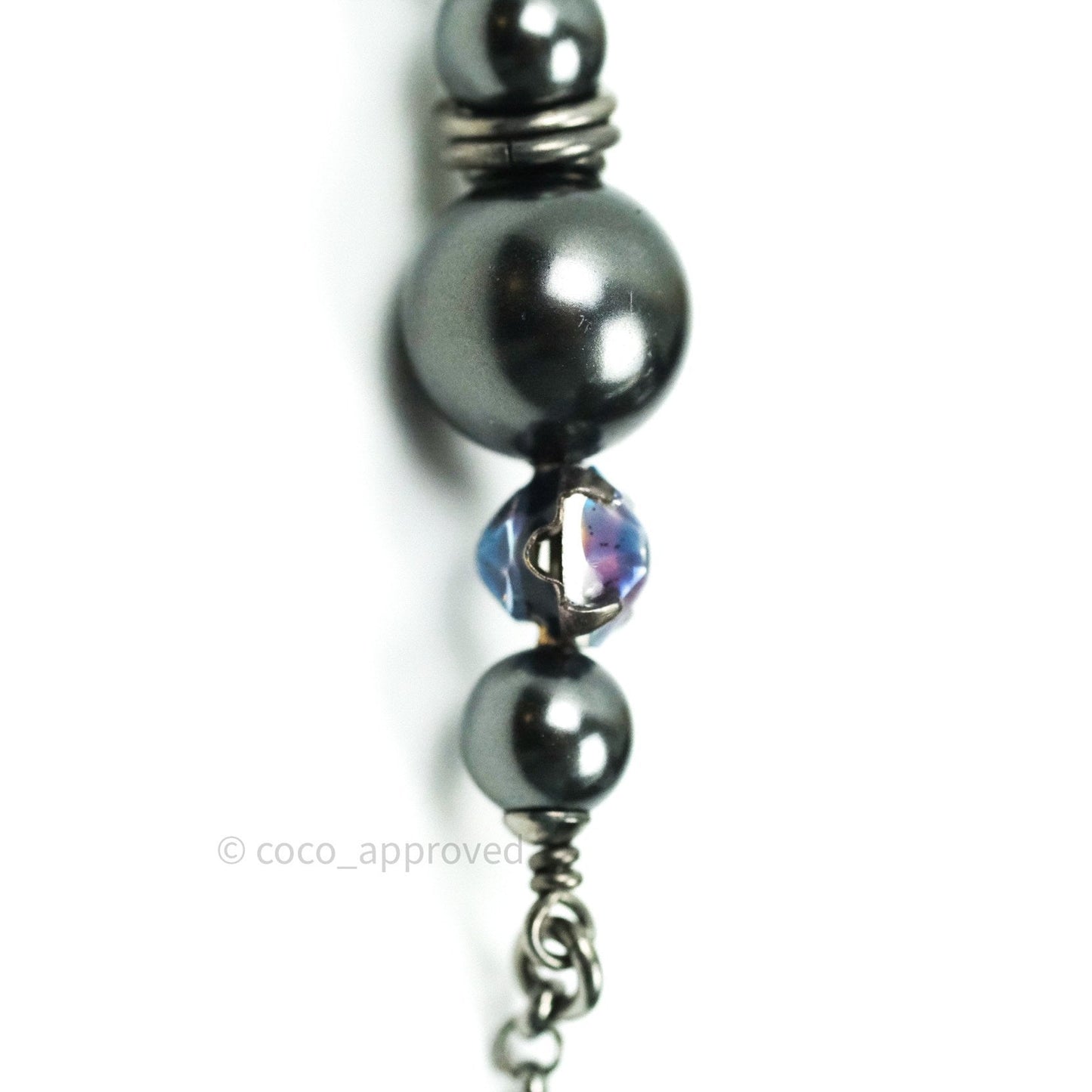 Chanel Ruthenium Crystal CC Necklace Iridescent Purple