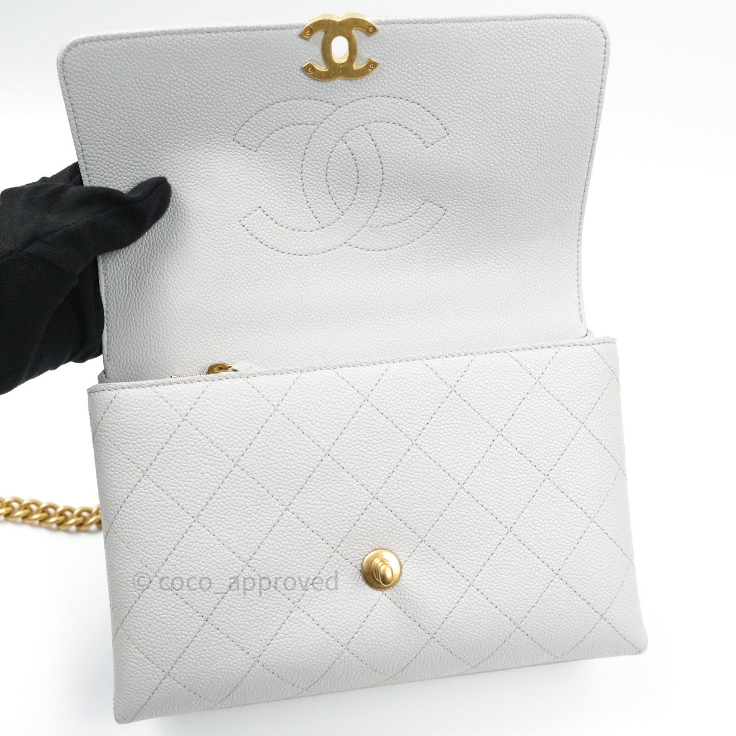 Chanel Chic Affinity Small Grained Calfskin Grey Gold Hardware
